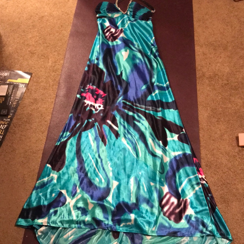 Tropical Print Prom Dress